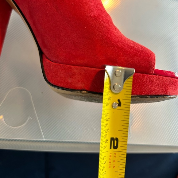 CALVIN KLEIN • Red Leather/Suede High Mule Sandals • 7 • - Picture 10 of 10